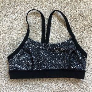 Black and white speckled Lululemon bra